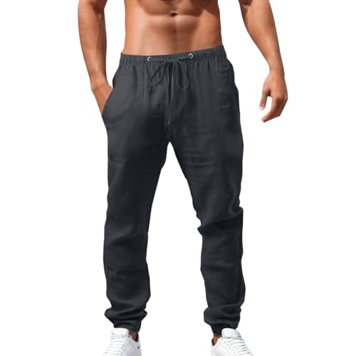 Darringls Leinenhose Herren Sommer Loose Fit Freizeit Mode Sommerhose Bequeme Freizeithose Leicht Lang Strandhose Palazzo Hose für Urlaub Strand Alltag von Darringls