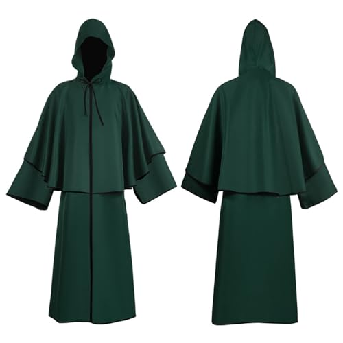 Darringls Mönch Kostüm Robe Prister Gewand Mönchskutte Mittelalter Hooded Renaissance Priester Robe Halloween Cosplay Gotik Ritter Cape Lange Outfit von Darringls