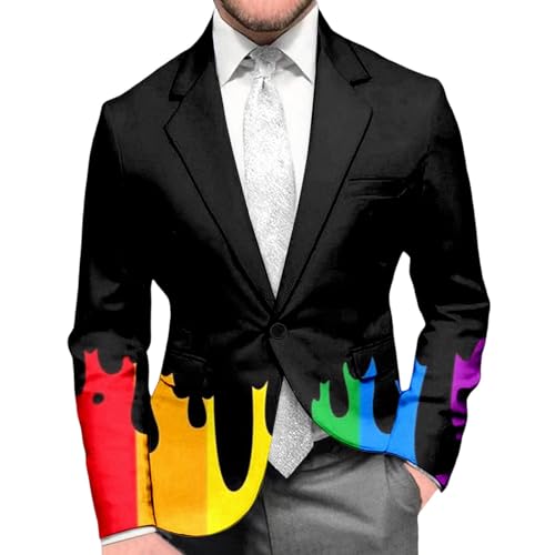 Darringls Rainbow Sakko Herren Regenbogen Bunt Anzugjacke Party Herrenanzüge Lgbtq Jacket Rainbow Pride Sakkos Fashion Jacke Mantel Regular Fit Regenbogen Kostüm von Darringls