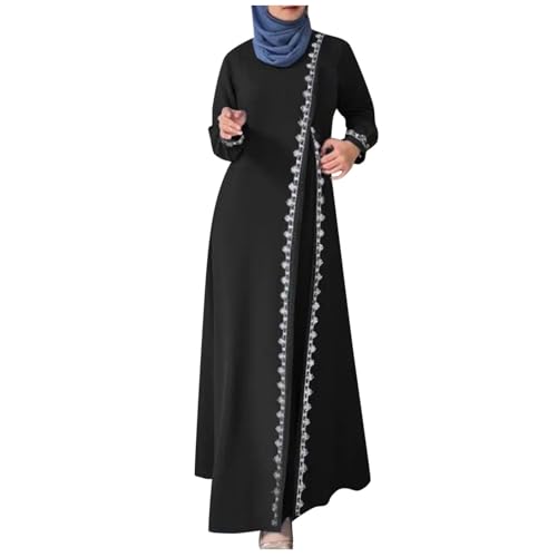 Darringls Ramadan Lang Gebetskleid Dubai Kleid Kleidung Damen,Gebetskleidung Abaya Damen Langarm Islamische Muslimische Kleid Arabisch Türkische Robe Arabische Kleidung Damen Outfit von Darringls