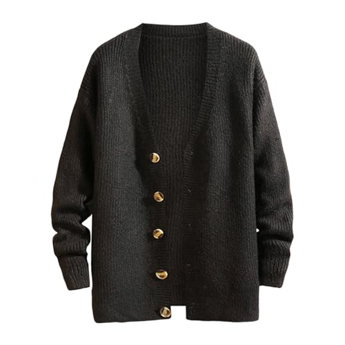 Darringls Sweatjacke Herren Sommer Leichte Strickjacke Einfarbig Collegejacke Langarm Cardigan Dünne Fleecejacke Mit Button Down Sommerjacke Lässiger Untermantel Winter Herren Pullover von Darringls