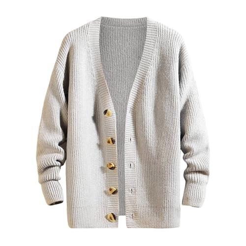 Darringls Sweatjacke Herren Sommer Leichte Strickjacke Einfarbig Collegejacke Langarm Cardigan Dünne Fleecejacke Mit Button Down Sommerjacke Lässiger Untermantel Winter Herren Pullover von Darringls