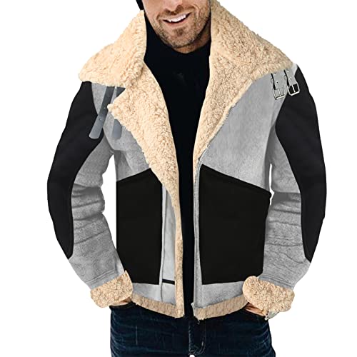 Darringls Teddy Mantel Herren Revers Fleece Sweatjacke Fleecejacke Plüsch Wintermantel Gefüttert Teddy-Fell Sweat-Jacke Sweatshirt Parka Warme Pullover Jacke Zipper Sweater Outwear von Darringls