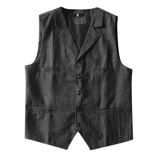 Darringls Trachtenweste Herren Business Regular Fit Weste Trachten Weste Männer Wolle Anzugweste Freizeit Trachtensakko Atmungsaktiv Trachtengilet Oktoberfest Weste Bräutigam Jacke von Darringls