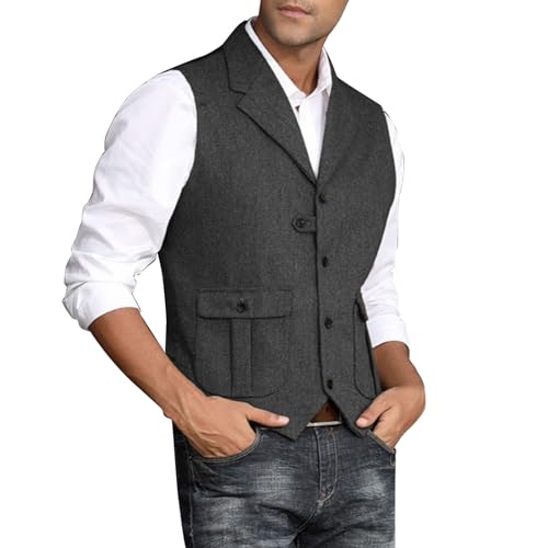 Darringls Trachtenweste Herren Softshell Weste Trachten Weste Männer Wolle Anzugweste Bayrische Tracht Herren Atmungsaktiv Trachten Gilet Casual Strickjacke Lodenweste Für Oktoberfest von Darringls