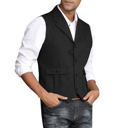 Darringls Trachtenweste Herren Softshell Weste Trachten Weste Männer Wolle Anzugweste Bayrische Tracht Herren Atmungsaktiv Trachten Gilet Casual Strickjacke Lodenweste Für Oktoberfest von Darringls