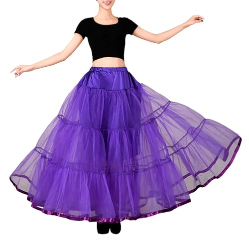 Darringls Tüllrock Damen 50Er Rockabilly Tütü Mini Rock Langer Rock Für Damen Knielang Rock Elegant Vintage Petticoat Unterrock Mesh-Rock Prinzessin Party Karneval Halloween-Kostüme von Darringls
