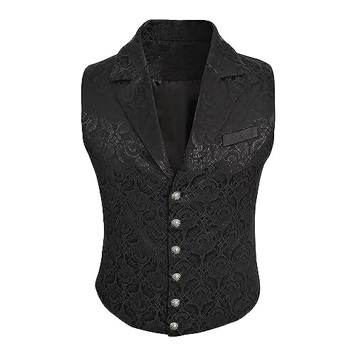 Darringls Viktorianische Steampunk-Weste für Herren, Paisley Floral， Renaissance-Anzug, Gothic-Weste Viktorianische Westen Gothic Steampunk Formelle Weste Smoking Westen mit gekerbtem Revers von Darringls