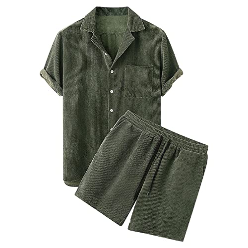 Darringls Zweiteiler Herren Corduroy Strandanzug Cord Freizeitanzug 2-Teilig Sommeranzug Cordhose Kurz und Button-Up Kurzarmhemd Sets Einfarbig Jogginganzug Bequem Atmungsaktiv Hausanzug Darringls Zweiteiler Herren Corduroy Strandanzug Cord Freizeitanzug 2-Teilig Sommeranzug Cordhose Kurz und Button-Up Kurzarmhemd Sets Einfarbig Jogginganzug Bequem Atmungsaktiv Hausanzug von Darringls