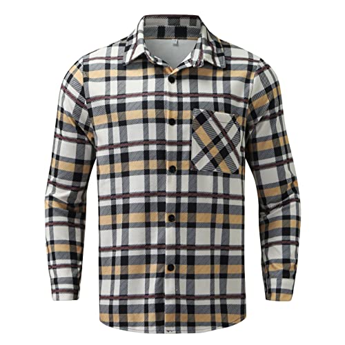 Flanellhemd Herren Hemd Kariertes Freizeithemd Casual Flanell Hemden Druckknöpfe Langarmhemd Regular Fit Lose Baumwolle Langarm Button Down Soft Shirts von Darringls