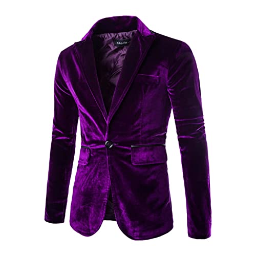 Herren-Blazer aus Samt,Sakko Anzugjacke Sportlich Regular Fit Roter Samt Blazer Formale Kleidung, Knöpfe, einfarbig, schmale Passform, Sportmantel für Abendessen, Abschlussball, Hochzeit von Darringls