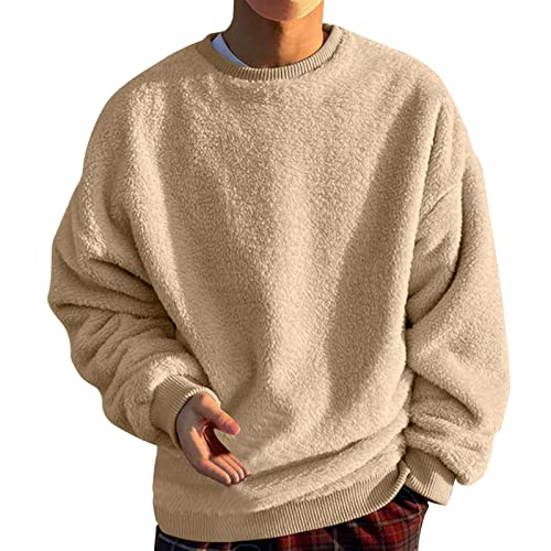 Herren Fleece Pullover Sweatshirt PlüSch Teddy-Fleece Pullover Kapuzenpullover Herren Winter Plüsch Warm Dicker Teddy-Fleece Sweatshirt Mit Taschen Männer Sportjacke Outdoorjacke von Darringls