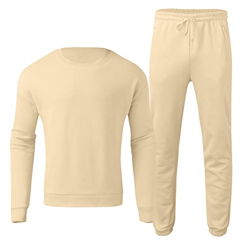 Herren Freizeitanzug Herren Sweat Jogginganzug Sportanzug Set Trainingsanzug ohne Kapuze Zweiteiliges Set Sweatshirt Pants Hosen Sportbekleidung Hausanzug 2 Teiliges Fitness Langarm Sport-Anzug von Darringls
