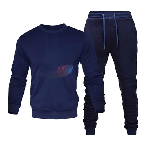 Herren Freizeitanzug Herren Sweat Jogginganzug Sportanzug Set Trainingsanzug ohne Kapuze Zweiteiliges Set Sweatshirt Pants Hosen Sportbekleidung Hausanzug 2 Teiliges Fitness Langarm Sport-Anzug von Darringls