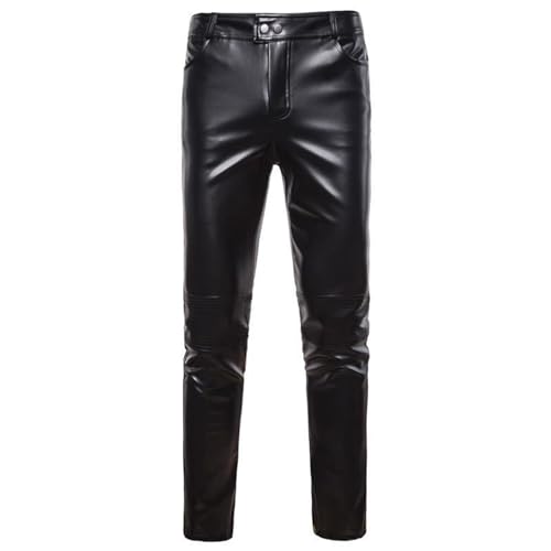 Herren Kunstlederhosen Casual Stretch PU Leder Hose Herren Club Dance Schwarz Straight Leg Slim Fit Hose Elastischer Bund Enge Hose Motorrad Nacht Club Lange Hose Herren Kunstlederhosen Casual Stretch PU Leder Hose Herren Club Dance Schwarz Straight Leg Slim Fit Hose Elastischer Bund Enge Hose Motorrad Nacht Club Lange Hose von Darringls