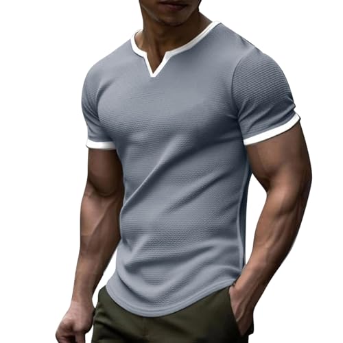 Herren T-Shirts Kurzarm Muskelshirt V-Ausschnitt Slim-Fit Sportshirt Sportlich Bodybuilder Trainingsshirt Stretch Bodybuilding Athletic Shirts Muskel Gym Workout Kurzarm Top von Darringls