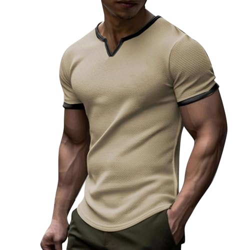 Herren T-Shirts Kurzarm Muskelshirt V-Ausschnitt Slim-Fit Sportshirt Sportlich Bodybuilder Trainingsshirt Stretch Bodybuilding Athletic Shirts Muskel Gym Workout Kurzarm Top von Darringls