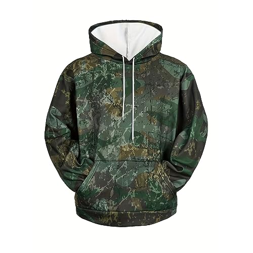 Kapuzenpullover Herren Hoodie Camouflage Workerhoodie Kapuzenpulli Sweatshirt Mit Kapuze Männer Baumwolle Volle Größe Hoody Größe hochwertig und sehr Soft Camouflage Khaki,Himmelblaul,Army Grün von Darringls