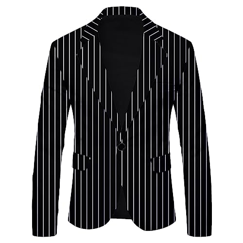 Sakko Herren Blazer Streifen Anzugjacke Slim Fit Kariert Anzug Lässig Business Anzug Modern Elegante 1 Knöpfen Britischer Stil Sakko Slim Fit Hochzeit Smoking Herren Blazer von Darringls