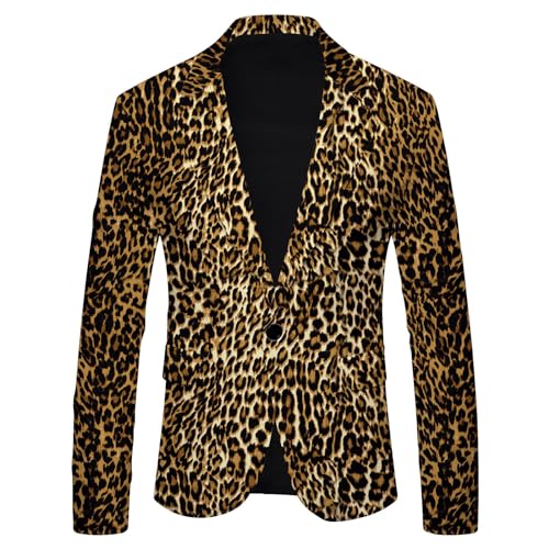 Sakko Herren Leopard Blazer Sportlich Slim Fit Männer Modern Gekerbtes Revers Anzugjacke Sportlich Freizeit Anzugjacke Leichte Freizeit Sportmäntel Modern Blazer für Business Hochzeit Freizeit von Darringls