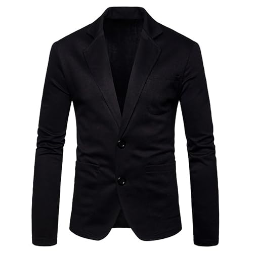 Sakko Herren Sportlich Freizeit Blazer - Anzug Herren Slim Fit Leisure Blazer Vintage Baumwolljacke Business Schlichte Anzugjacken Baumwolle Einfarbig Sakko mit Taschen von Darringls