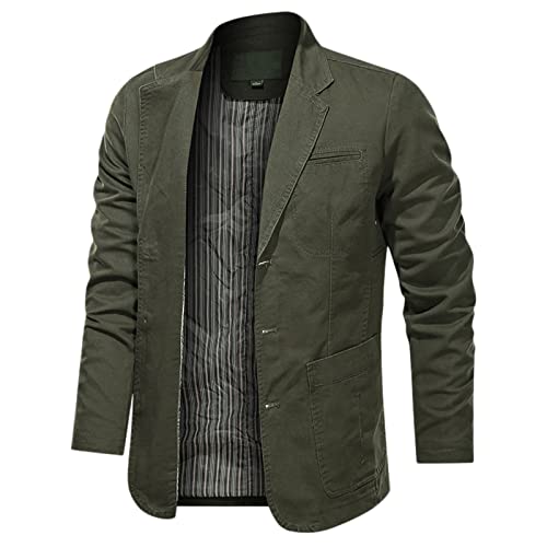Sakko Herren Sportlich Freizeit Blazer - Anzug Herren Slim Fit Leisure Blazer Vintage Baumwolljacke Einfarbig Sakko mit Taschen Baumwolle Schlichte Anzugjacken von Darringls