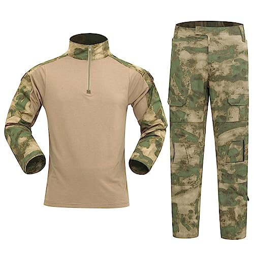 Tarnanzug Herren Paintball Camouflage Jagdbekleidung BDU Taktisch Uniform Combat Shirt Taktische Hose Langärmlige mit 1/4 Reißverschluss Militär Anzug Outdoor von Darringls