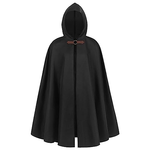 Unisex Mittelalter Umhang Burkhard mit Kapuze Damen Herren Zauberer LARP Wikinger Halloween Kostüm Kleidung Adult Halloween Umhang Karneval Kostüm Cosplay Cape Mittelalterliche Renaissance Umhang von Darringls