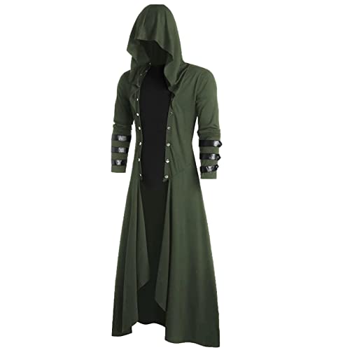 Vintage Kapuzenjacke Herren Halloween Kostüm Assassin's Creed Renaissance Mittelalter Männer Leicht Jacke Mit Reißverschluss Cosplay Mantel Kordelzug Hoodie Retro Umhang Karneval Party Kleidung von Darringls