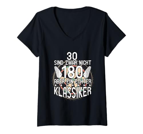 Damen Darts Geburtstag - 30 Sind Zwar Nicht 180 Aber EIN Echter T-Shirt mit V-Ausschnitt Damen Darts Geburtstag - 30 Sind Zwar Nicht 180 Aber EIN Echter T-Shirt mit V-Ausschnitt von Dart Geschenk Designs