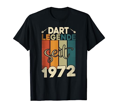 Herren Dart Legende Seit 1972, Darts Herren Dart Geburtstag Männer T-Shirt von Dart Geschenke Männer, Darts Zubehör