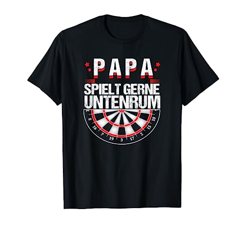 Herren Papa Spielt Gerne Untenrum, Darts Vater Dart Männer T-Shirt von Dart Geschenke Männer, Darts Zubehör