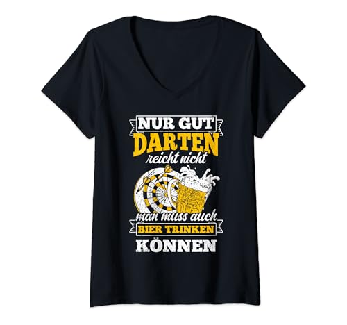 Damen Dart Darten Biertrinken Bier Fun Saufen Bierfan Darts T-Shirt mit V-Ausschnitt Damen Dart Darten Biertrinken Bier Fun Saufen Bierfan Darts T-Shirt mit V-Ausschnitt von Darts Dart Biertrinker Bier Geschenkideen & Design