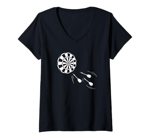 Damen Dartspieler Dartscheibe Bullseye Sport T-Shirt mit V-Ausschnitt von Darts Dartboard Bullseye Game Night Bar Sport