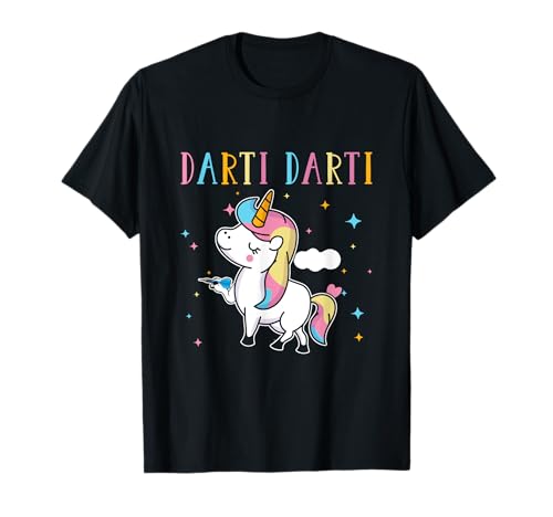Darti Darti Einhorn Unicorn Darts Dart Spieler Kinder Frauen T-Shirt Darti Darti Einhorn Unicorn Darts Dart Spieler Kinder Frauen T-Shirt von Darts Dartpfeil süßes Einhorn Darter Geschenk