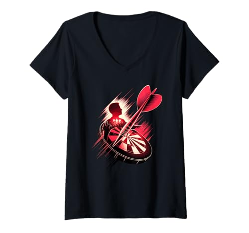 Damen Multiple Exposure Art Darts Werfen Dartspieler T-Shirt mit V-Ausschnitt Damen Multiple Exposure Art Darts Werfen Dartspieler T-Shirt mit V-Ausschnitt von Darts Gift For A Dart Player