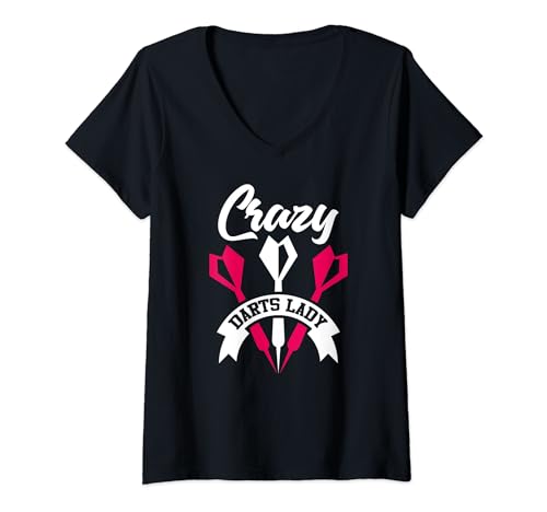 Damen Dartshirt Funny Crazy Darts Lady, Dartliebhaberin, Dartspielerin T-Shirt mit V-Ausschnitt Damen Dartshirt Funny Crazy Darts Lady, Dartliebhaberin, Dartspielerin T-Shirt mit V-Ausschnitt von Darts Lover Shirtz and More