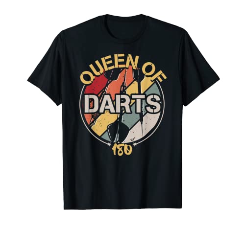 Retro Dart Queen of Darts 180 Dartspielerin Damen T-Shirt von Darts Sport Dartscheibe & Dartpfeil Dartspieler