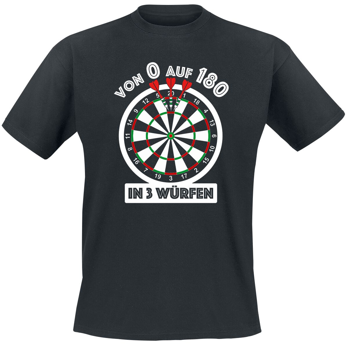 Darts T-Shirt - Von 0 auf 180 in 3 Würfen - S bis 3XL - für Männer - Größe XL - schwarz von Darts