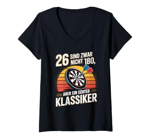 Damen 26 Sind Zwar Nicht 180 Klassiker Design T-Shirt mit V-Ausschnitt Damen 26 Sind Zwar Nicht 180 Klassiker Design T-Shirt mit V-Ausschnitt von Dartscheibe Humor Spaß Retro Klassiker
