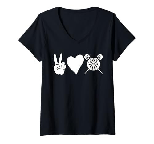 Damen Dartspieler Dartspiele T-Shirt mit V-Ausschnitt von Dartspieler Dartsport Dart Darts Dartpfeile