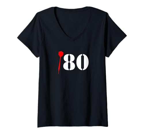 Damen 180 Dart Spruch „Einhundertachtzig!“ Tripple 20 T-Shirt mit V-Ausschnitt von Dartsport