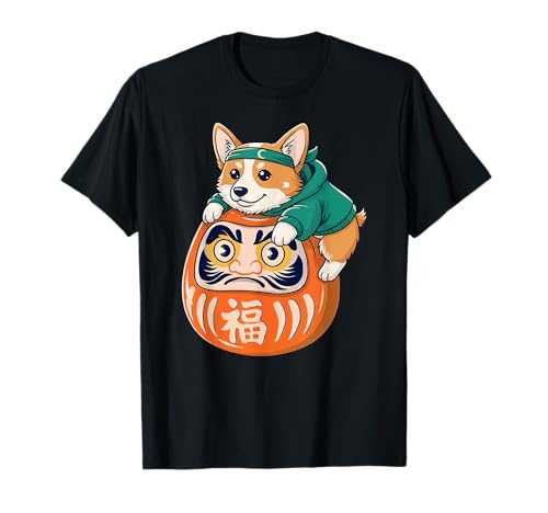 Lustiges Corgi Japanisches Kostüm Daruma Puppe Japan Mama Papa Kinder T-Shirt von DarumaAxis1