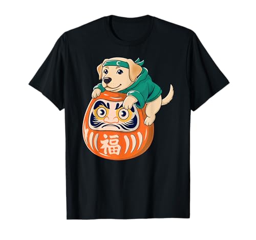 Lustiges Labrador Japanisches Kostüm Daruma Puppe Japan Mama Papa T-Shirt von DarumaAxis1
