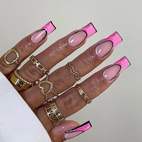 Daruur 24 Stück Full Cover Press on Nails,Bei den Klebennägeln stehen eine Vielzahl von Farben und Stilen zur Auswahl,Klebenägel Fingernägel für Frauen,Mädchen,Mutter Geschenk Style-2204 von Daruur