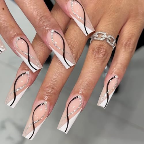 Daruur 24 Stück Full Cover Press on Nails,Bei den Klebennägeln stehen eine Vielzahl von Farben und Stilen zur Auswahl,Klebenägel Fingernägel für Frauen,Mädchen,Mutter Geschenk Style-3045 von Daruur