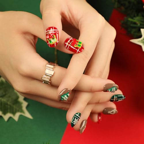 Daruur 24 Stück Full Cover Press on Nails,Bei den Klebennägeln stehen eine Vielzahl von Farben und Stilen zur Auswahl,Klebenägel Fingernägel für Frauen,Mädchen,Mutter Geschenk Christmas-2778 von Daruur