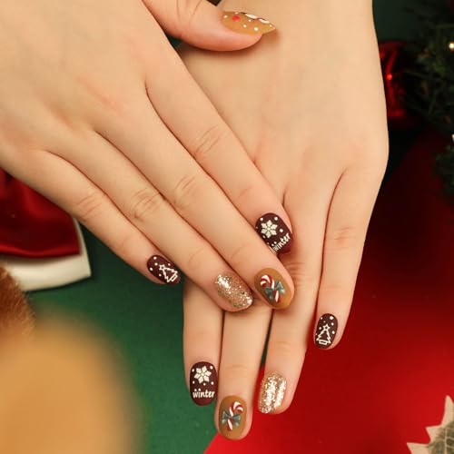Daruur 24 Stück Full Cover Press on Nails,Bei den Klebennägeln stehen eine Vielzahl von Farben und Stilen zur Auswahl,Klebenägel Fingernägel für Frauen,Mädchen,Mutter Geschenk Christmas-2782 von Daruur