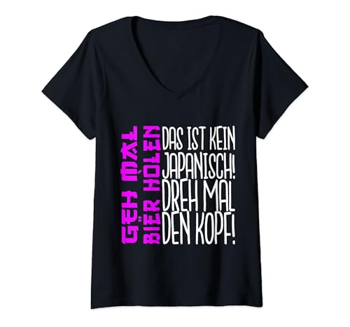 Damen Das Ist Kein Japanisch Dreh mal den Kopf T-Shirt mit V-Ausschnitt von Das Ist Kein Japanisch Dreh mal den Kopf Merch