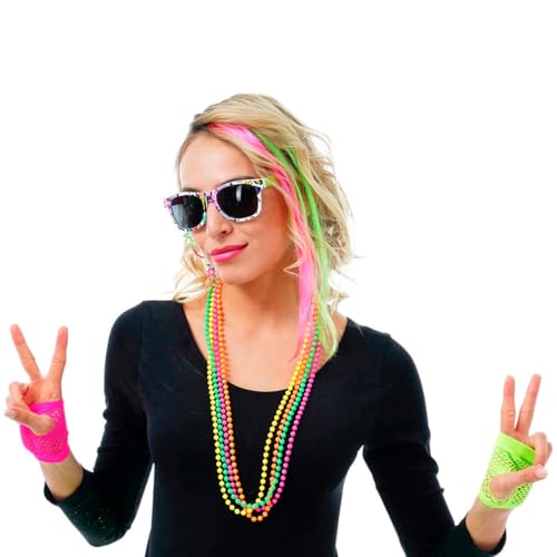 80er Jahre Kostüm Set "Neon" 5-tlg. - 414041 | Disco Rave Party von Das Kostümland